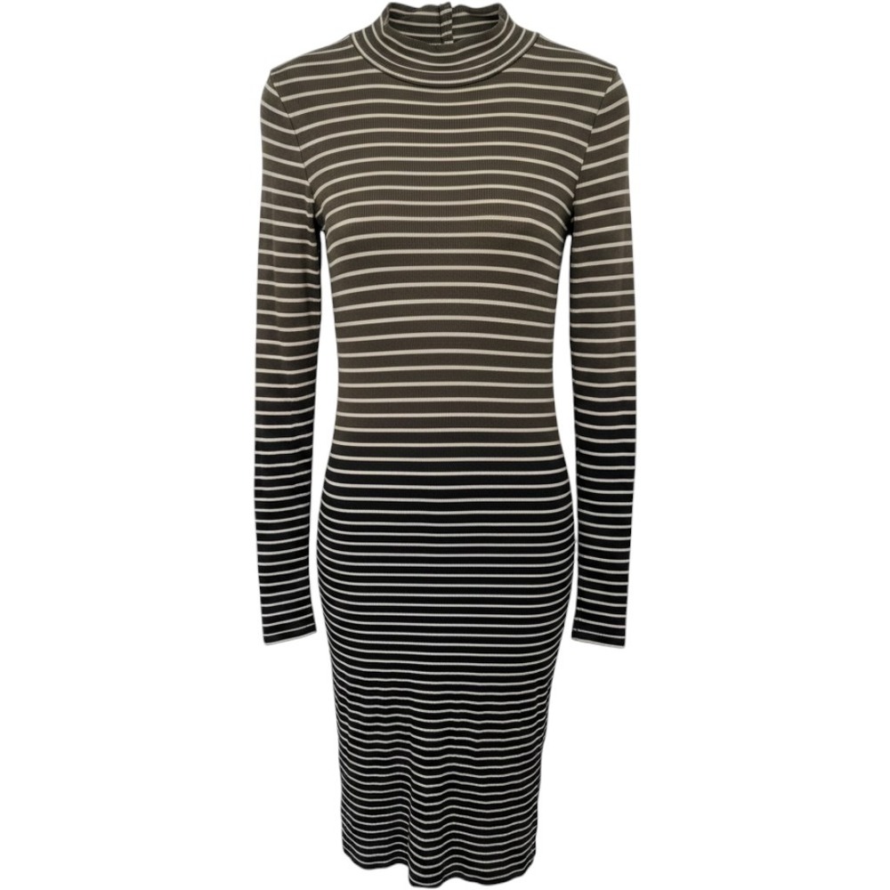 ATM Anthony Thomas Melillo Dress Women XS Black Combo Dip Dye Striped Ribbed